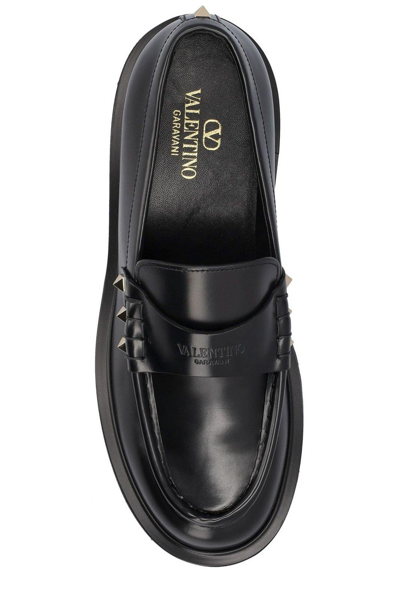 Shop Valentino Garavani Rockstud Slip-on Loafers In Nero