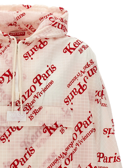 Shop Kenzo By Verdy Waterproof Hooded Jacket In White/red