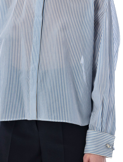 Shop Max Mara Casual Shirt In White Blue Stripes