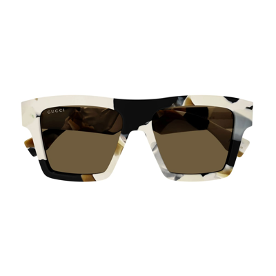 Shop Gucci Gg1623s Linea Lettering 002 Sunglasses In Bianco