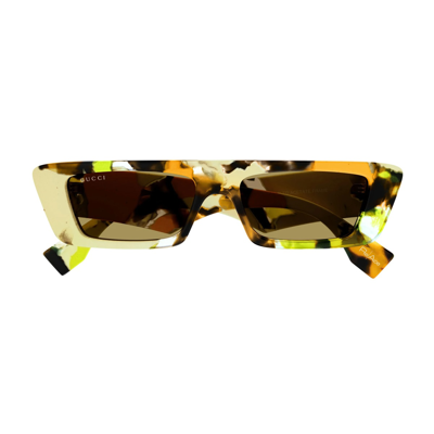Shop Gucci Gg1625s Linea Lettering 001 Sunglasses In Giallo
