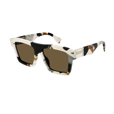 Shop Gucci Gg1623s Linea Lettering 002 Sunglasses In Bianco