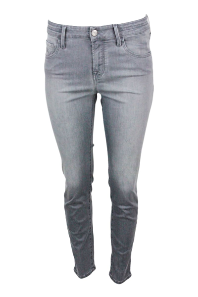 Shop Jacob Cohen Kimberly Cropped Skynny 5-pocket Denim Trousers With Regular Waist In Soft Stretch Denim With Zip Cl In Grey