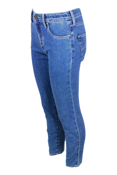 Shop Jacob Cohen Kimberly Cropped Skynny 5-pocket Denim Trousers With Regular Waist In Soft Stretch Denim With Zip Cl