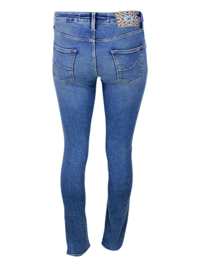 Shop Jacob Cohen 5-pocket Denim Trousers Kimberly Skynny Regular Waist In Soft Stretch Denim With Zip Closure And Spe