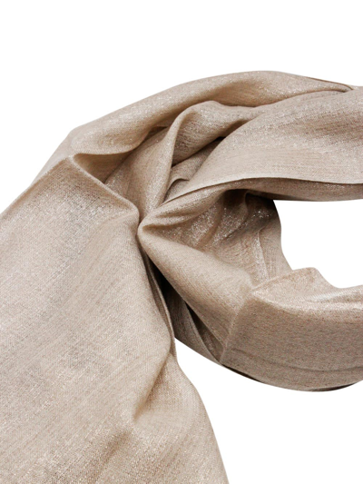 Shop Brunello Cucinelli Lightweight Cashmere And Silk Scarf With Lurex Lamè Thread And Fringed Hem. Measures 80 X 225 Cm In Pink Antique