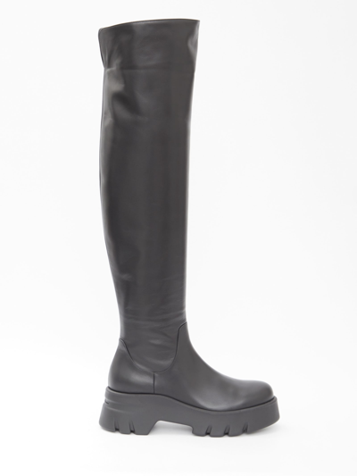 Shop Gianvito Rossi Montey Cuissard Boots In Black