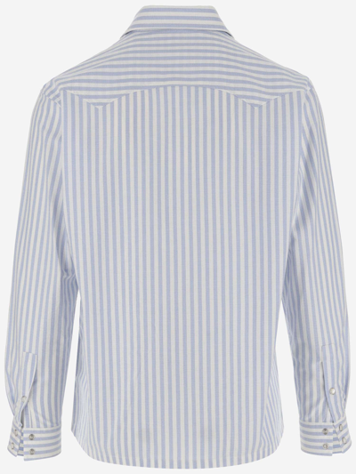Shop Palm Angels Striped Cotton Shirt With Logo In Red