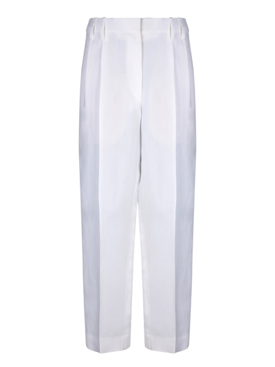 Shop Brunello Cucinelli Mid-rise White Trousers