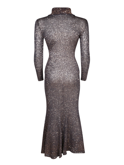 Shop Balenciaga Maxi Sequin Black/silver Dress In Metallic