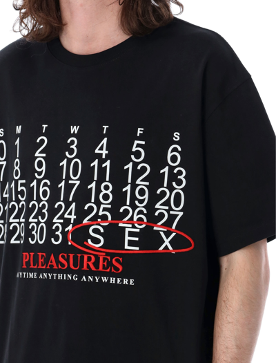 Shop Pleasures Calendar Heavyweight T-shirt In Black