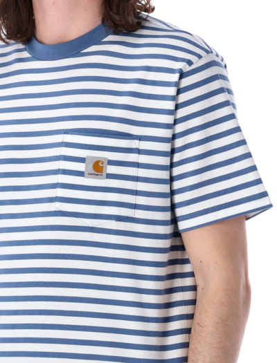 Shop Carhartt S/s Seidler Pocket T-shirt In Blue White