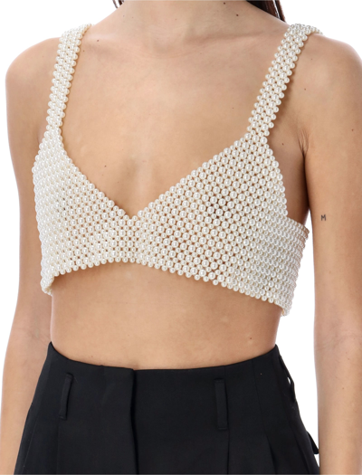 Shop Golden Goose Lorette Preciuous Pearls Top In White