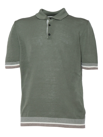 Shop Peserico Green Tricot Polo Shirt In Multicolor