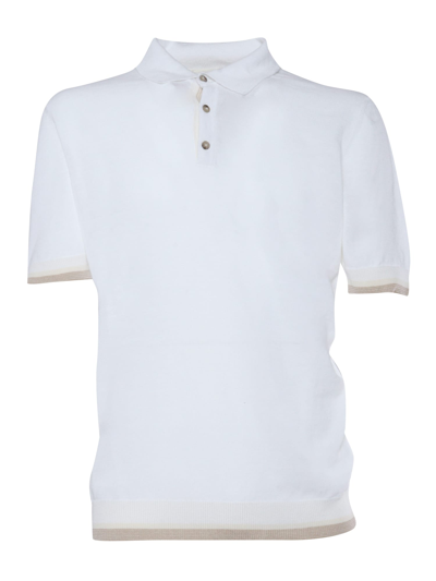 Shop Peserico White Tricot Polo Shirt In Multicolor