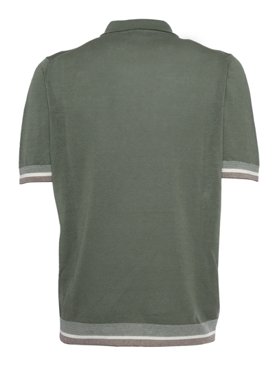 Shop Peserico Green Tricot Polo Shirt In Multicolor