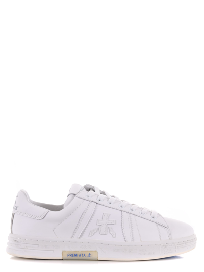 Shop Premiata Sneakers In Leather In Bianco