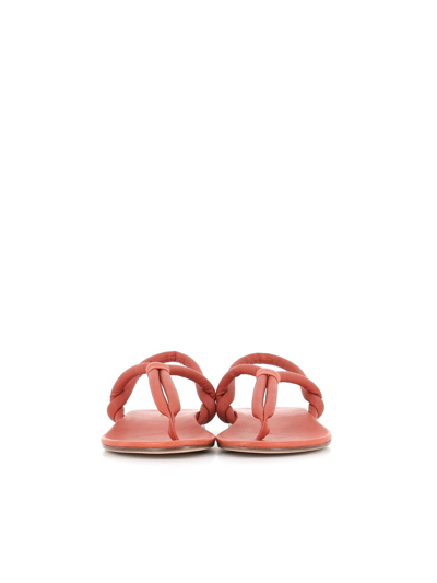 Del Carlo Thong-strap Leather Slides In Orange