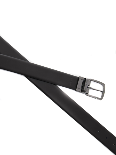 Shop Emporio Armani Reversible Belt In Leather In Nero/moro