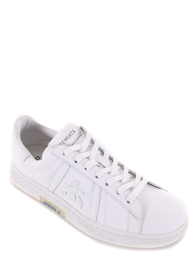 Shop Premiata Sneakers In Leather In Bianco