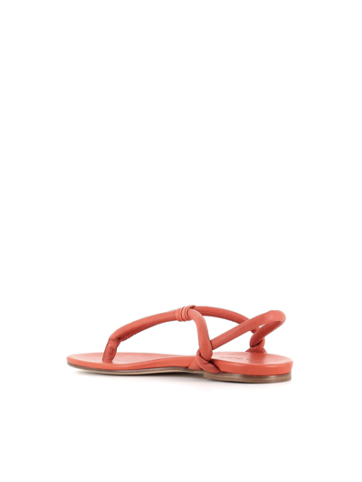 Del Carlo Thong-strap Leather Slides In Orange