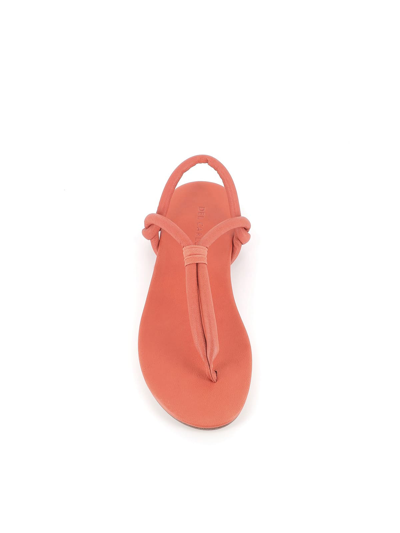 Del Carlo Thong-strap Leather Slides In Orange