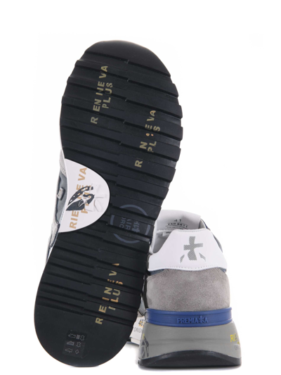 Shop Premiata Sneakers In Suede And Nylon. In Grigio/blu