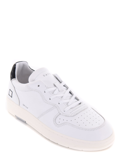 Shop Date D.a.t.e. Sneakers Court Calf In Leather In Bianco/nero