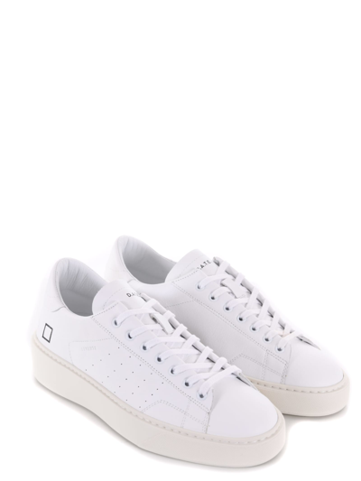 Shop Date D.a.t.e. Mens Sneakers Sonica Calf In Leather In Bianco