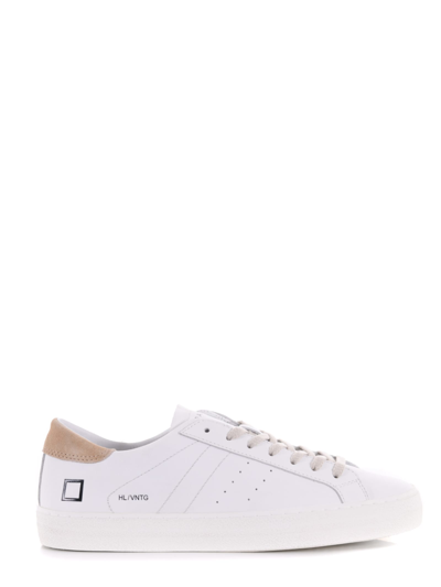 Shop Date D.a.t.e. Sneakers Hill Low Calf Vintage In Leather In Bianco/sabbia