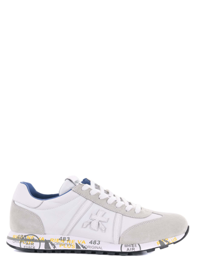 Shop Premiata Sneakers In Suede And Nylon. In Ghiaccio/bianco