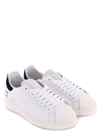 Shop Date D.a.t.e. Mens Sneakers Base Calf In Leather In Bianco/blu