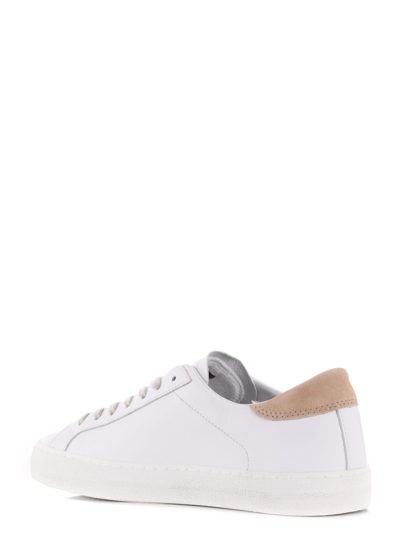 Shop Date D.a.t.e. Sneakers Hill Low Calf Vintage In Leather In Bianco/sabbia