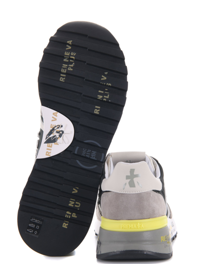 Shop Premiata Sneakers In Suede And Nylon In Grigio/verde