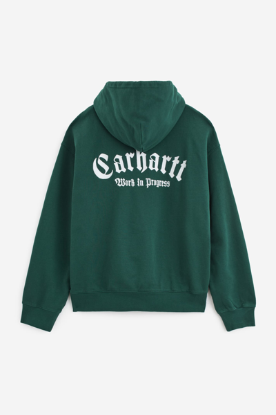Shop Carhartt Hooded Onyx Script Sweatshirt In Green