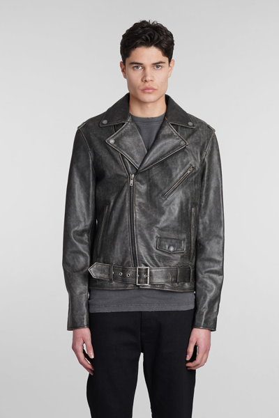 Shop Golden Goose Leather Jacket In Black Leather