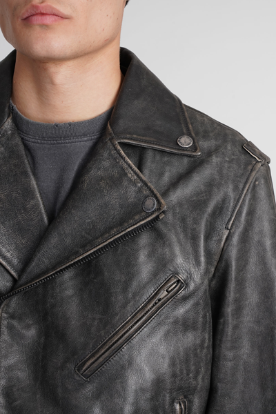Shop Golden Goose Leather Jacket In Black Leather