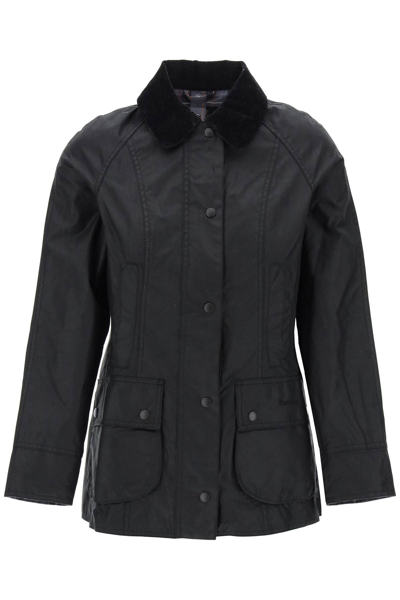 Shop Barbour Beadnell Wax Jacket In Black (black)