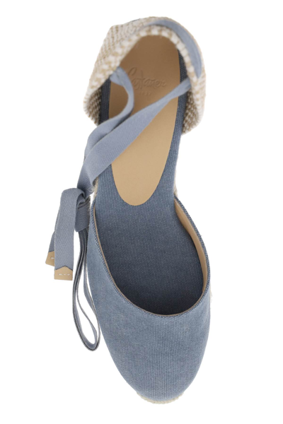 Shop Castaã±er Carina Wedge Sandals In Citadel (blue)