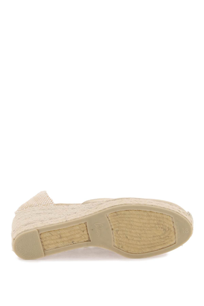 Shop Castaã±er Carina Wedge Sandals In Sand (beige)