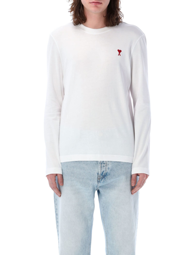 Shop Ami Alexandre Mattiussi Red Ami De Coeur L/s T-shirt In White