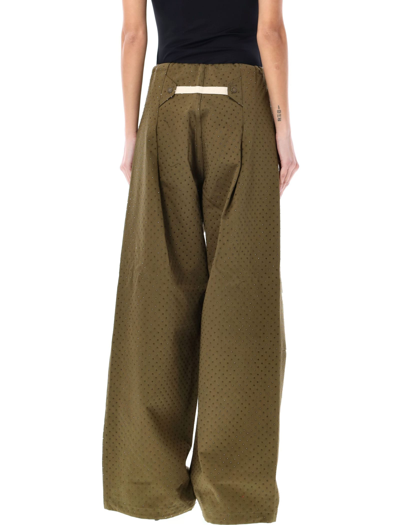 Shop Darkpark Daisy Crystal Studded Pants In Military Green