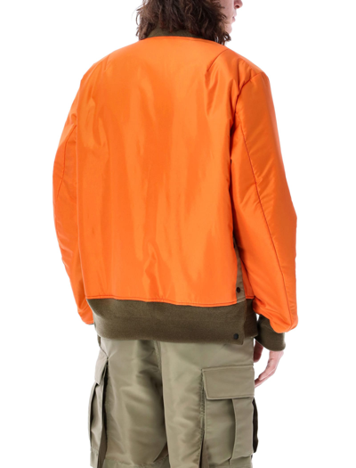 Shop Sacai Reversible Bomber Jacket In Orange
