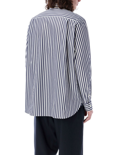 Shop Sacai Popeline Cotton Shirt In Navy Stripe
