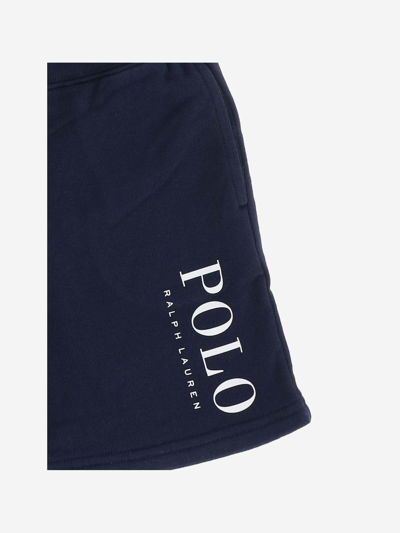 Shop Polo Ralph Lauren Cotton Blend Logo Short Pants In Blue