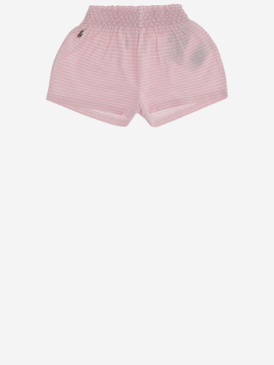 Shop Polo Ralph Lauren Striped Cotton Logo Short Pants In Pink