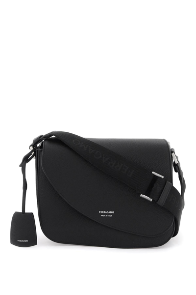 Shop Ferragamo Flame Shoulder Bag (medium) In Black