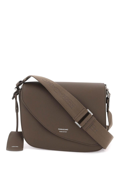 Shop Ferragamo Flame Shoulder Bag (medium) In Brown
