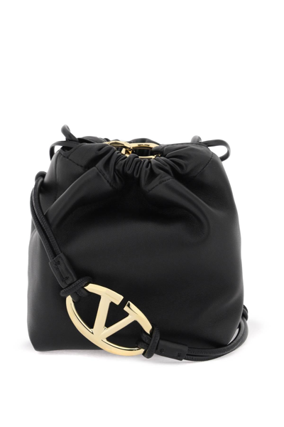 Shop Valentino Mini Vlogo Bucket Bag With Pouf In Black