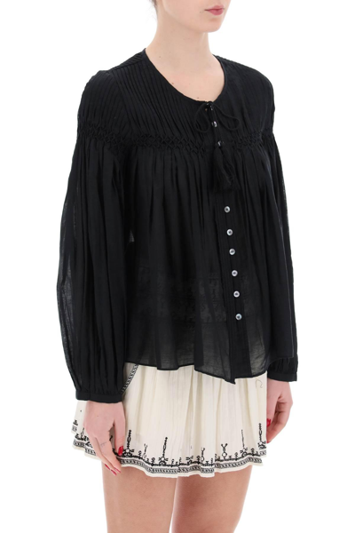 Shop Marant Etoile "cotton Abadi Blouse For In Black